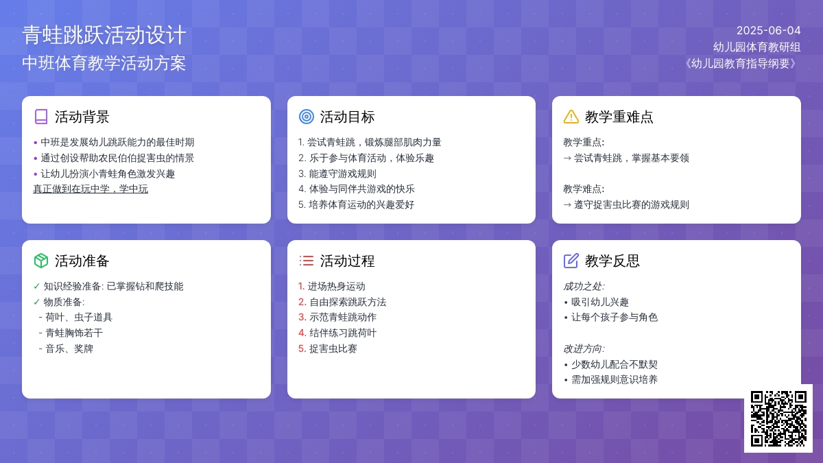 中班体育游戏活动教案：青蛙跳跳教案(附教学反思)