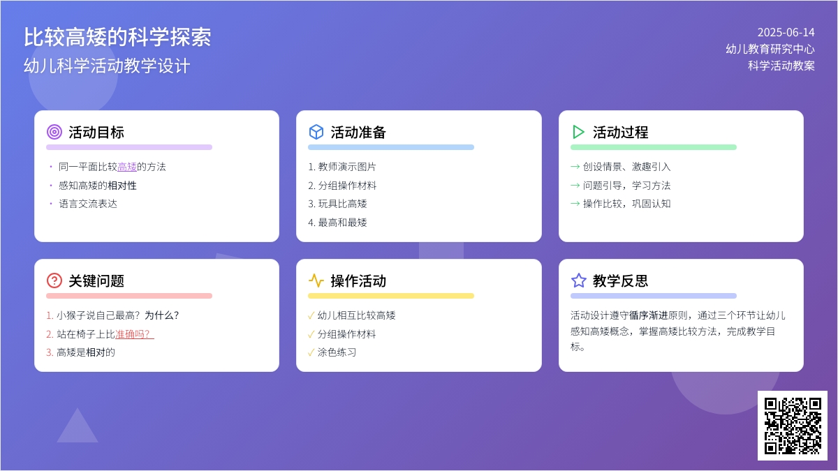 中班科学活动比较高矮教案反思
