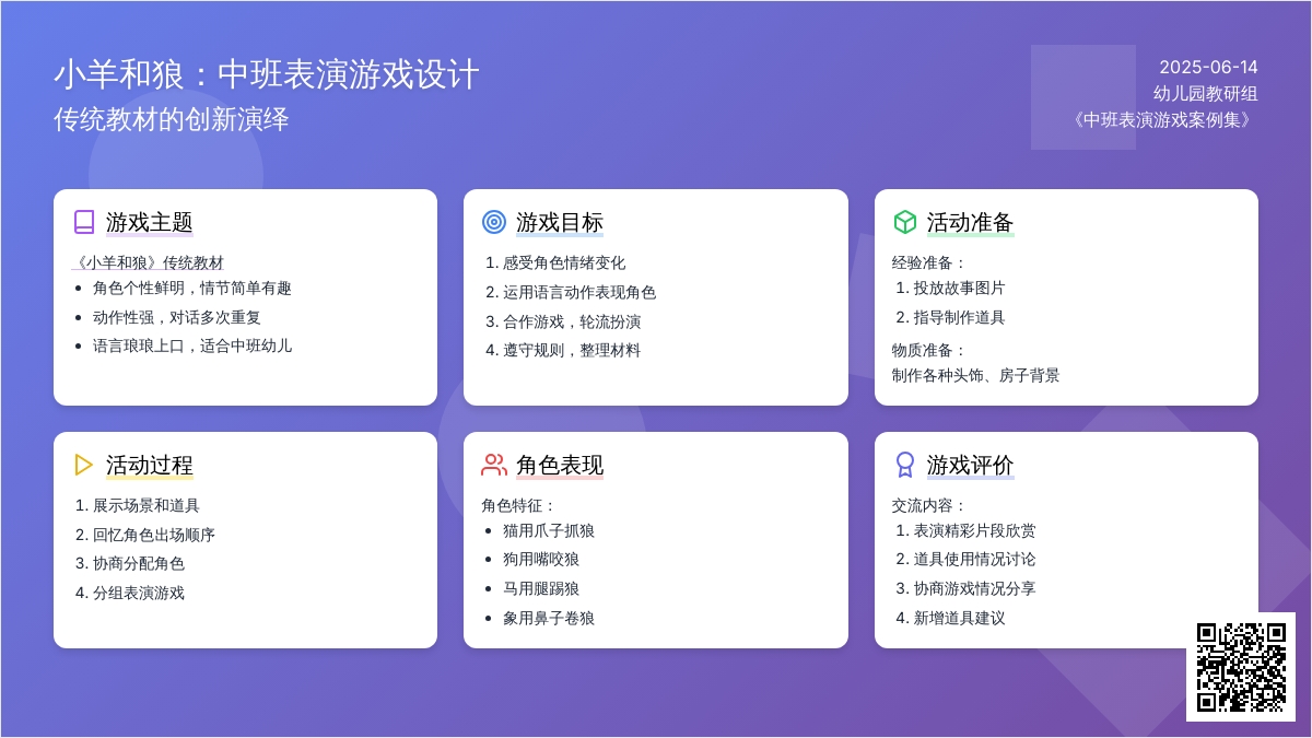 中班表演游戏活动教案：小羊和狼教案