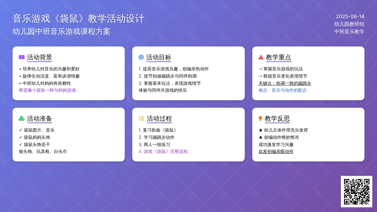 中班音乐游戏活动教案：袋鼠教案(附教学反思)