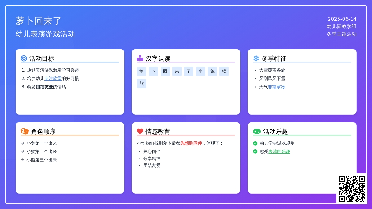 中班表演游戏萝卜回来了教案