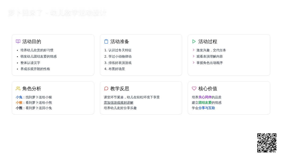 中班健康萝卜回来了教案反思