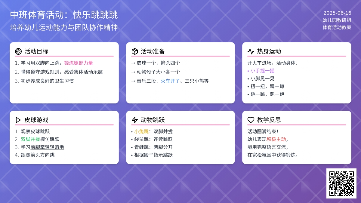 中班体育活动快乐跳跳跳教案反思