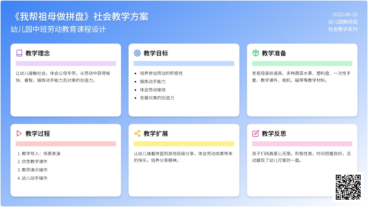 中班社会活动我帮祖母做拼盘教案反思
