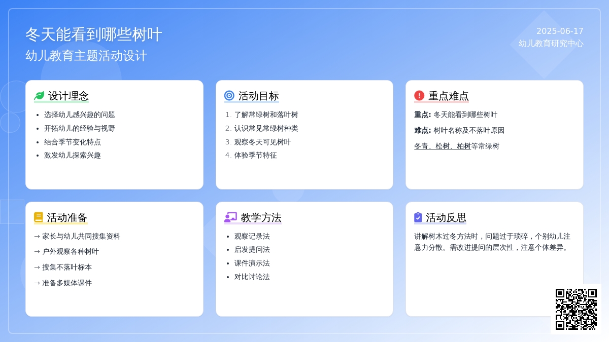 中班社会活动冬天可以看到的树叶教案反思