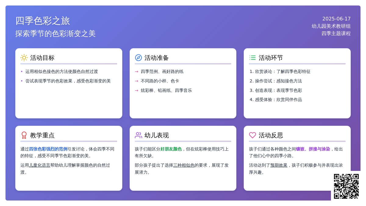 中班美术四季小路教案反思