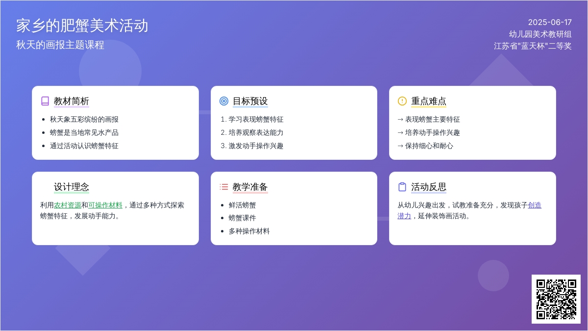 中班美术活动家乡的肥蟹教案反思