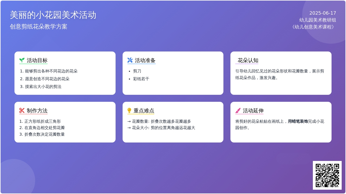 中班美工美丽的小花园教案