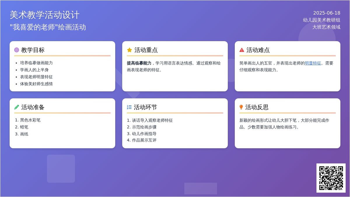 中班绘画我的老师教案反思