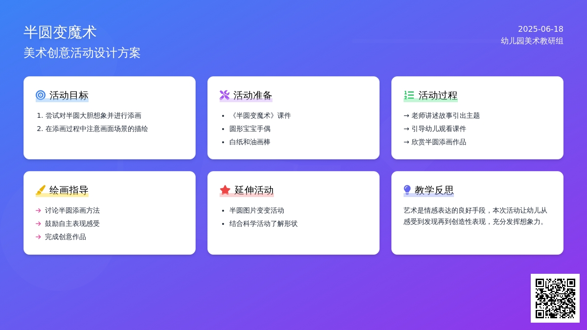 中班美术活动半圆变魔术教案反思
