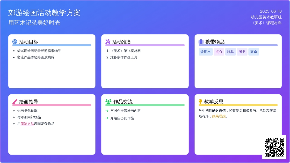 中班美术画下来，记得住教案反思