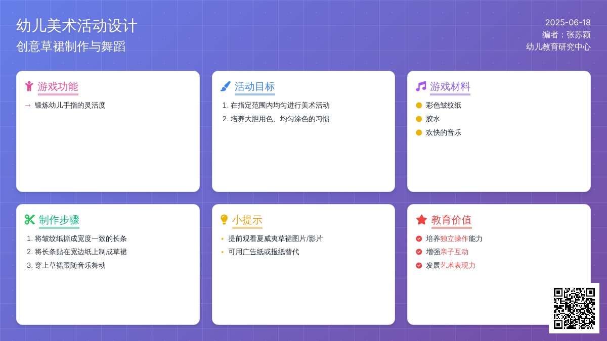 中班亲子美术游戏夏威夷草裙教案