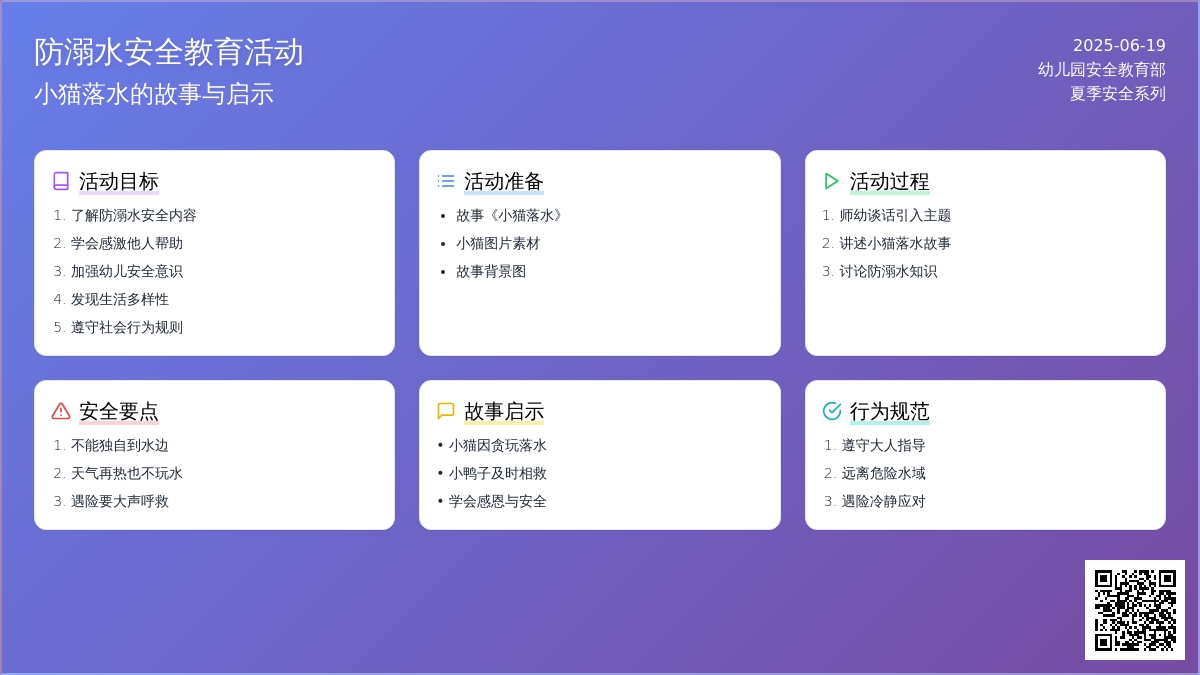 中班安全落水的小猫教案