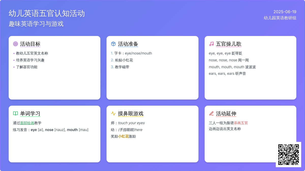 中班主题Eye Nose Mouth教案