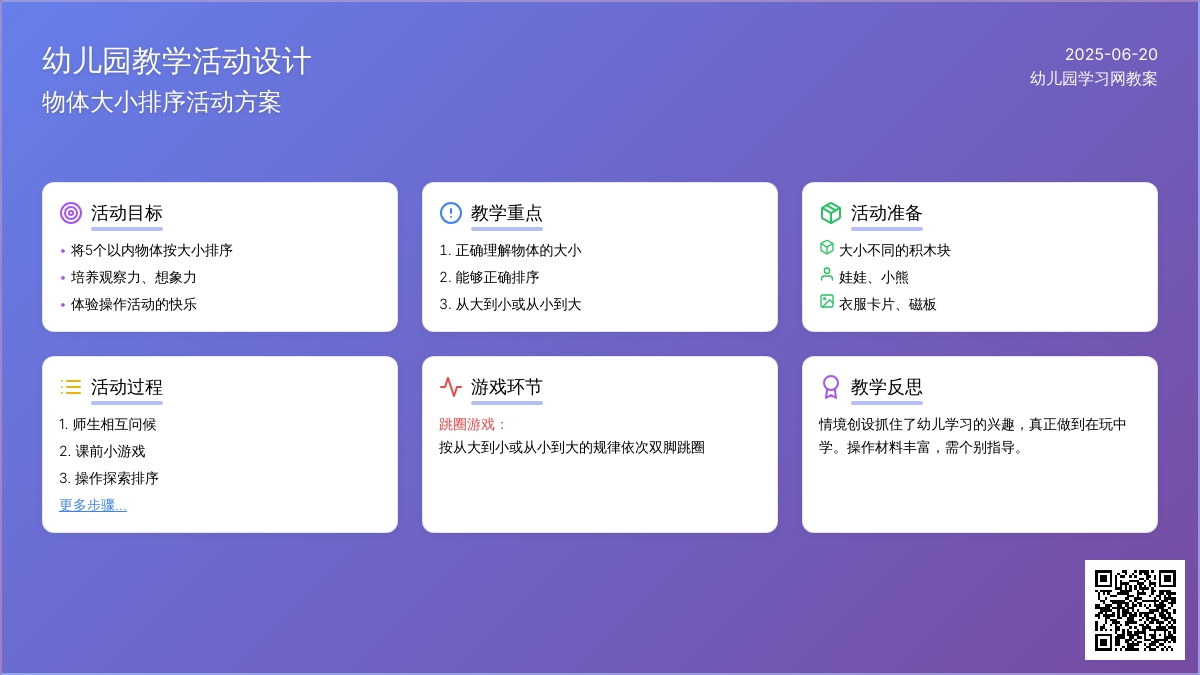 中班主题按物体大小排序的教学教案反思