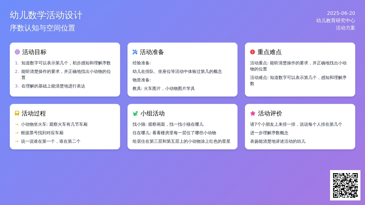 中班数学活动小动物坐火车教案
