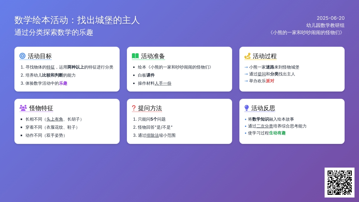 中班数学活动小熊一家和吵吵闹闹的怪物们教案反思