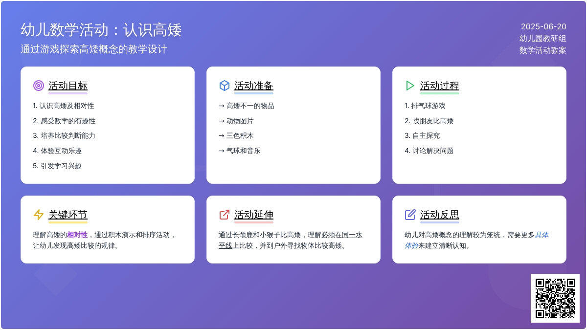 中班数学活动认识高矮教案反思