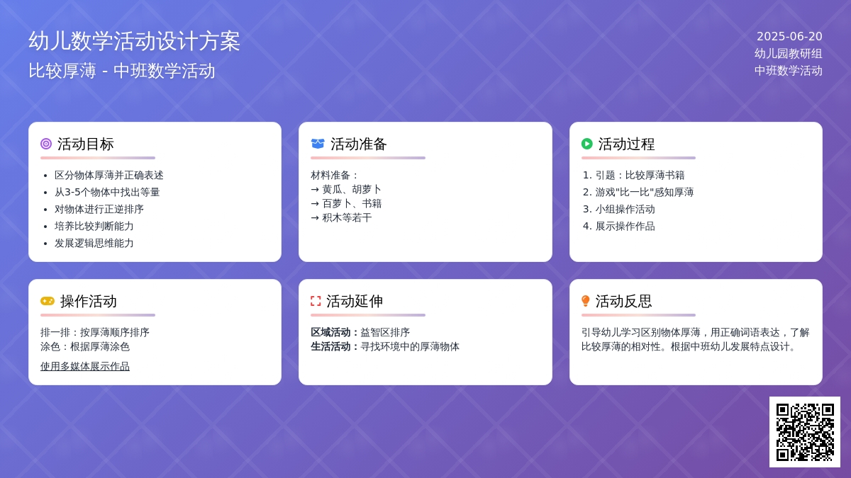 中班数学活动比较厚薄教案反思