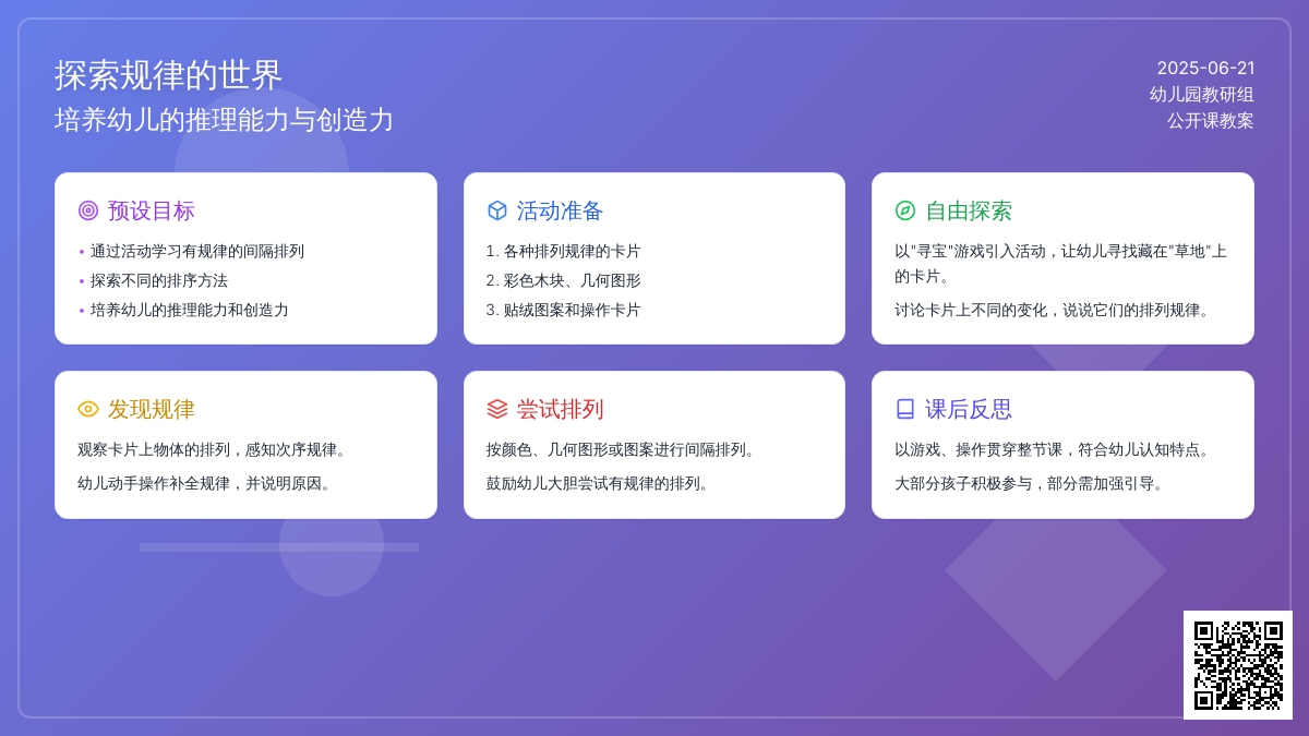 中班数学教学设计找规律教案反思