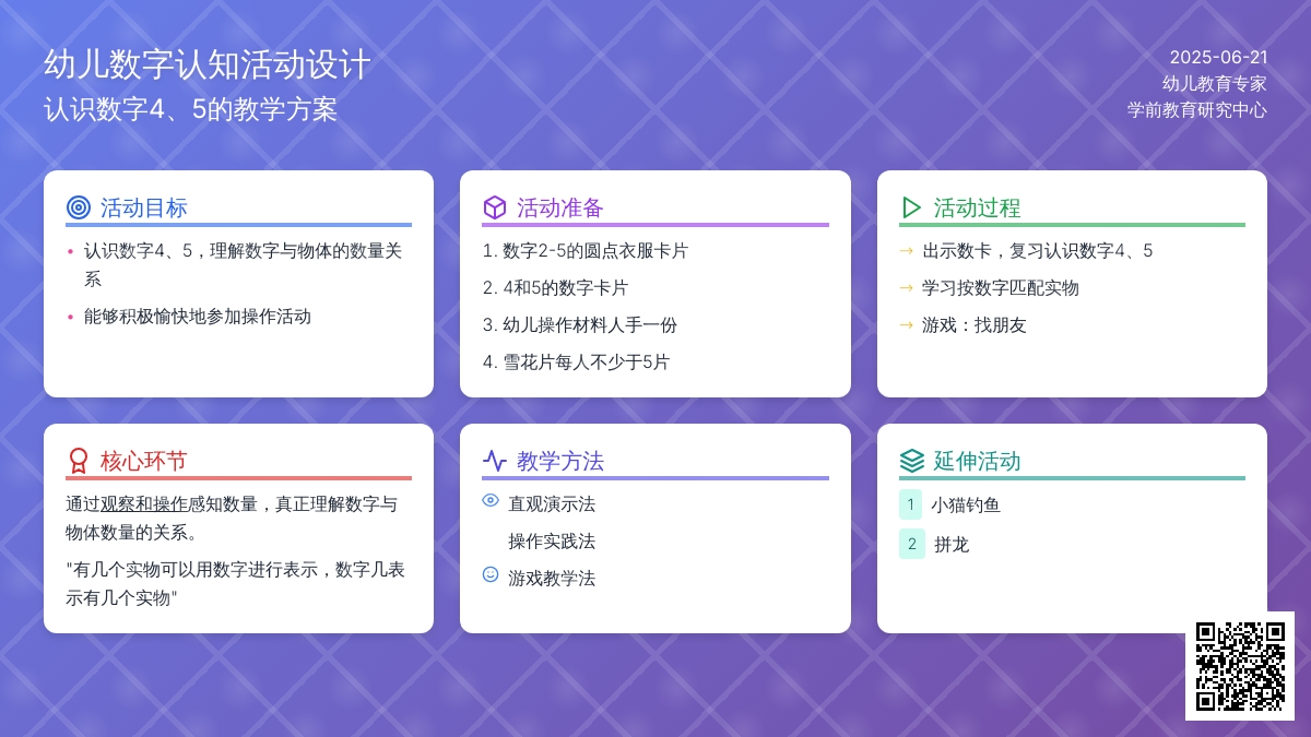 中班数学认识穿花衣认识数字孩子4和5教案