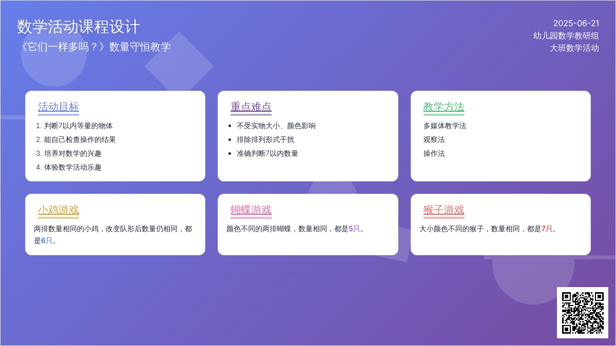 中班数学活动它们一样多吗7以内等量的物体教案反思