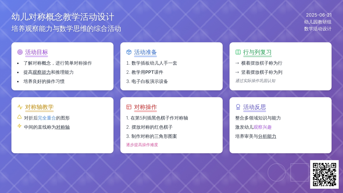 中班数学插板活动对称教案反思