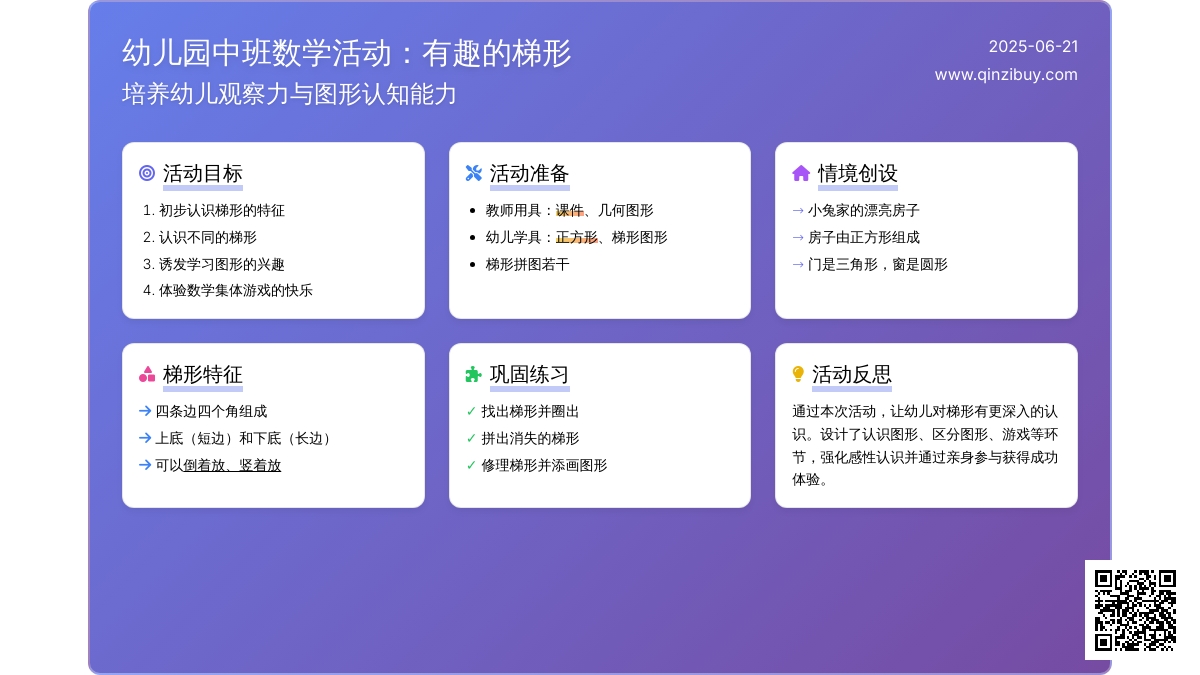 中班数学公开课有趣的梯形教案反思