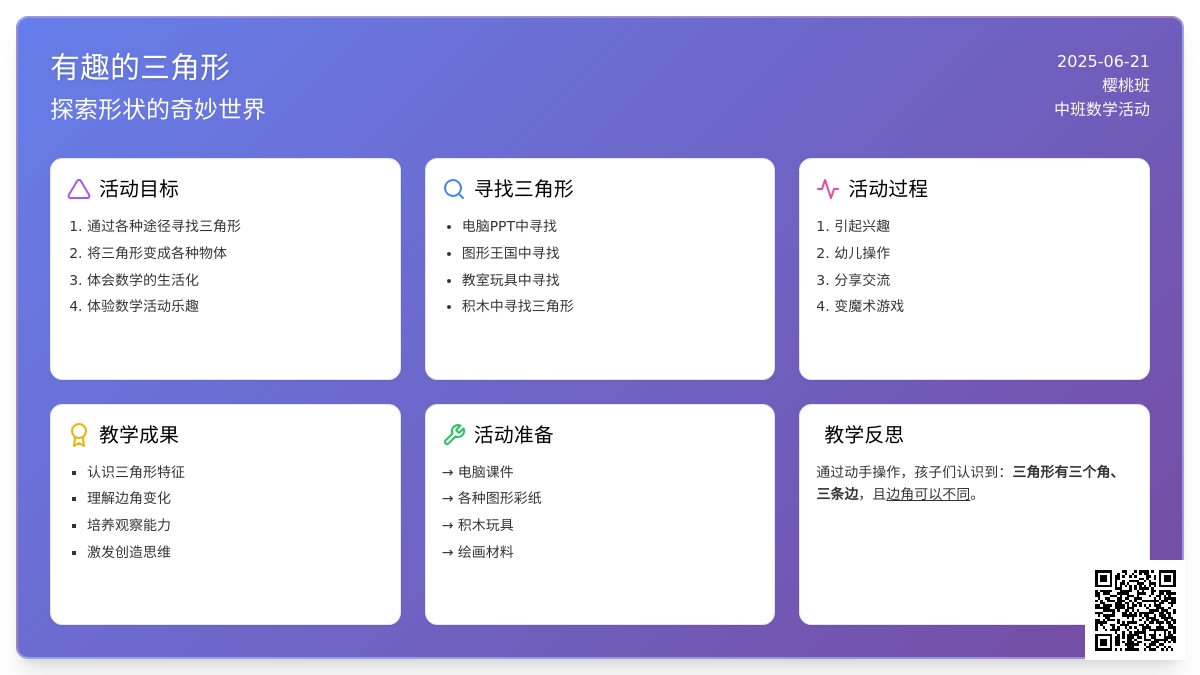 中班数学活动有趣的三角形教案反思
