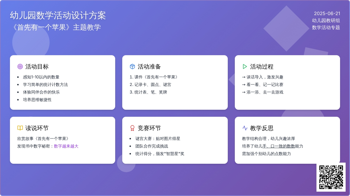 中班数学首先有一个苹果教案反思