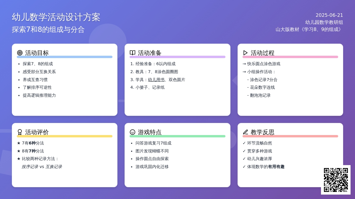 中班数学学习78的组成教案反思