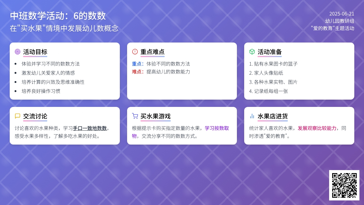 中班数学活动香甜的水果教案