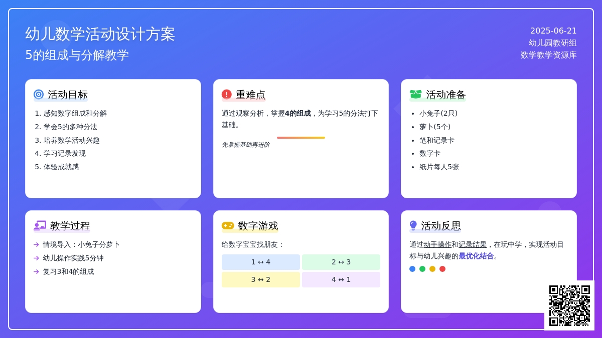 中班数学5的组成和分解教案反思