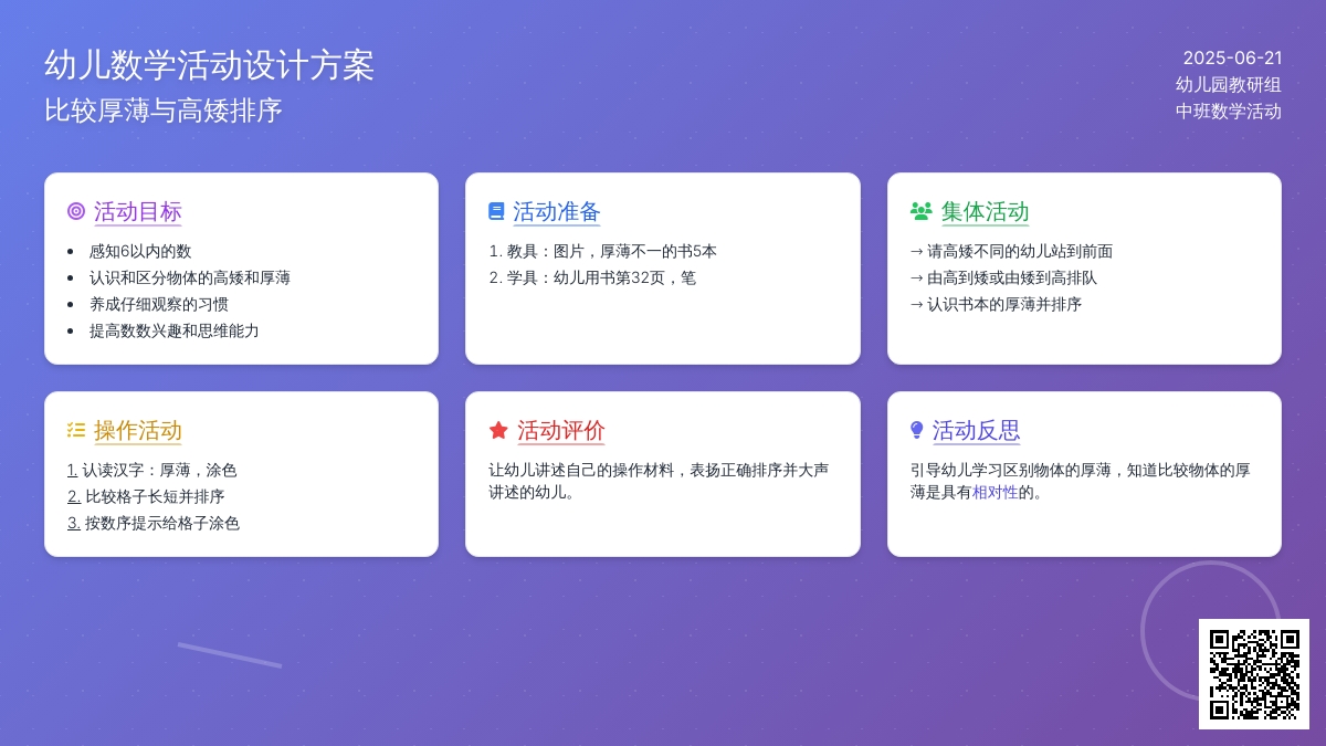 中班数学活动认识厚薄教案反思