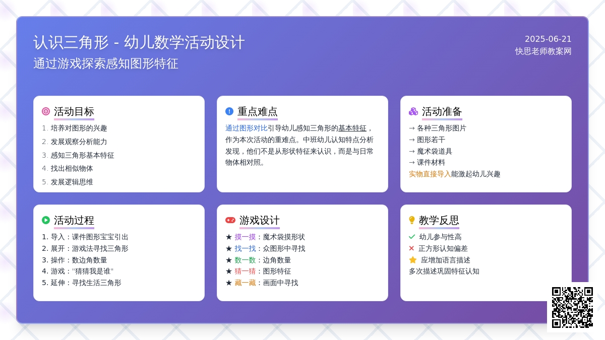 中班数学公开课认识三角形教案反思