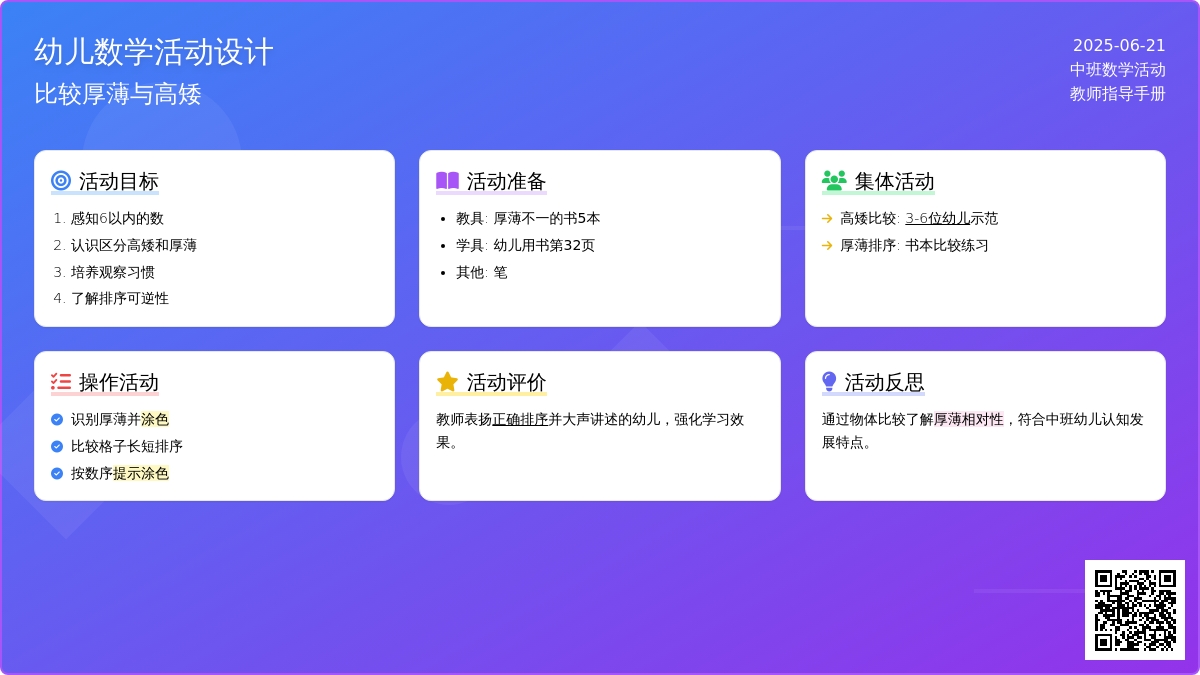 中班数学认识厚薄教案反思