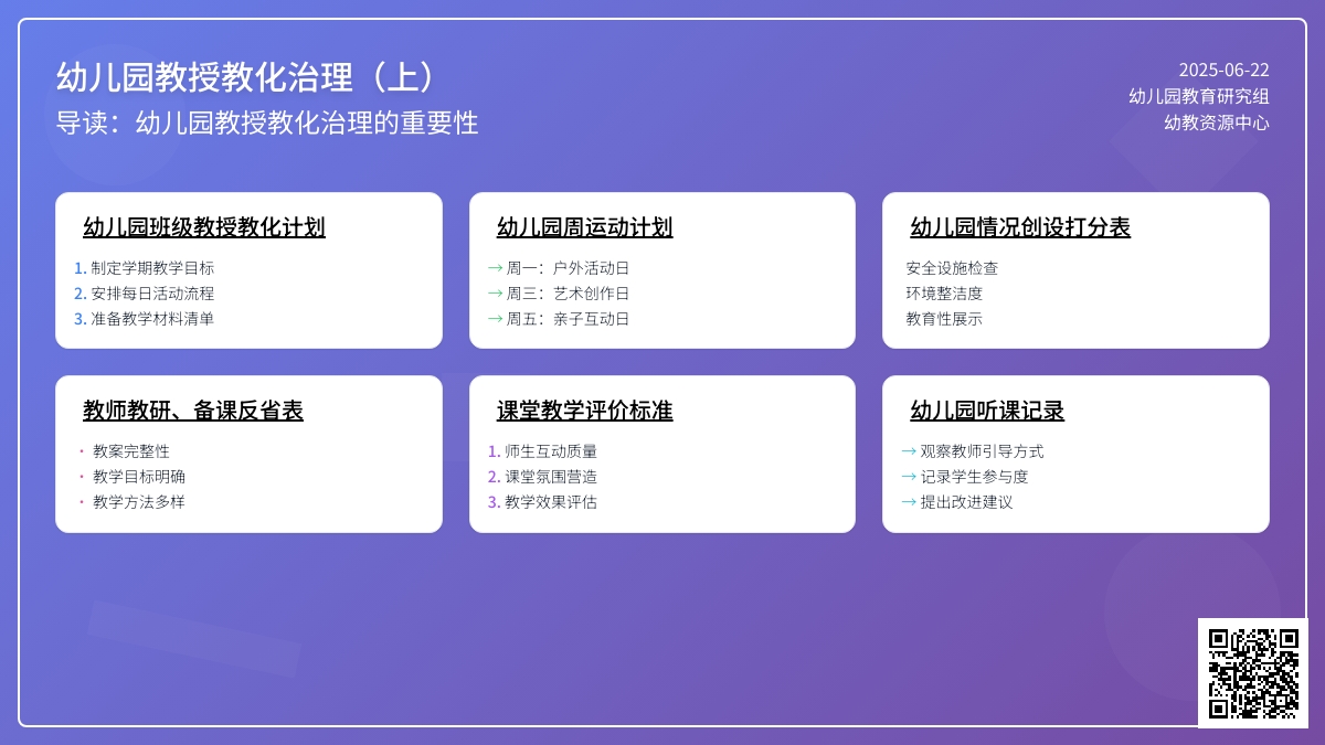 幼儿园幼师教授教化治理中必然会用上的表格