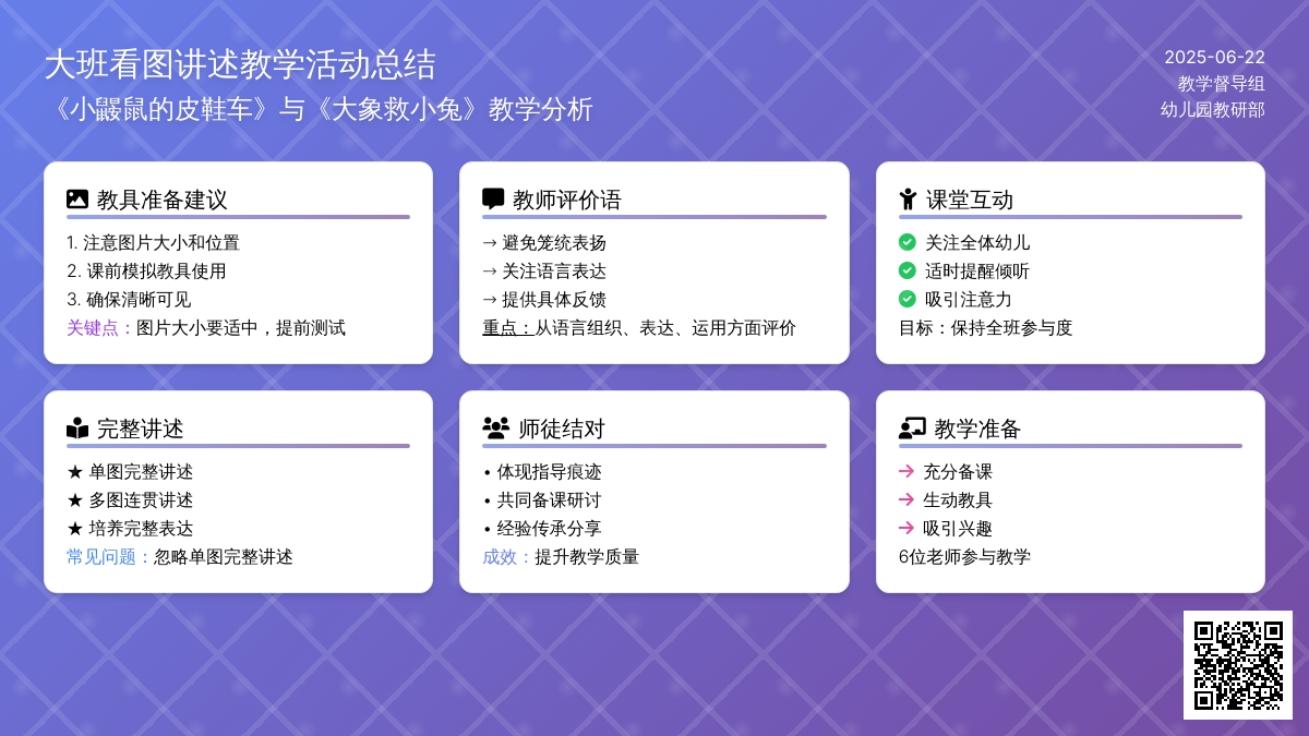 幼儿园大班开课看图讲述小结