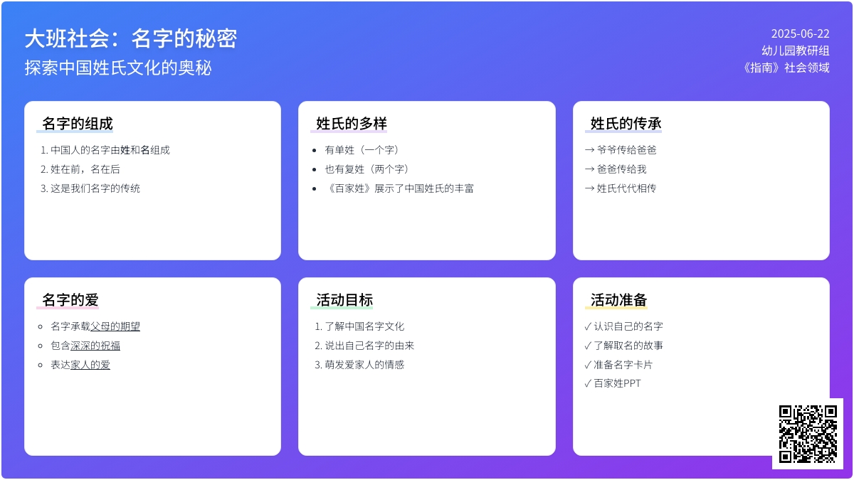 大班社会：名字的秘密