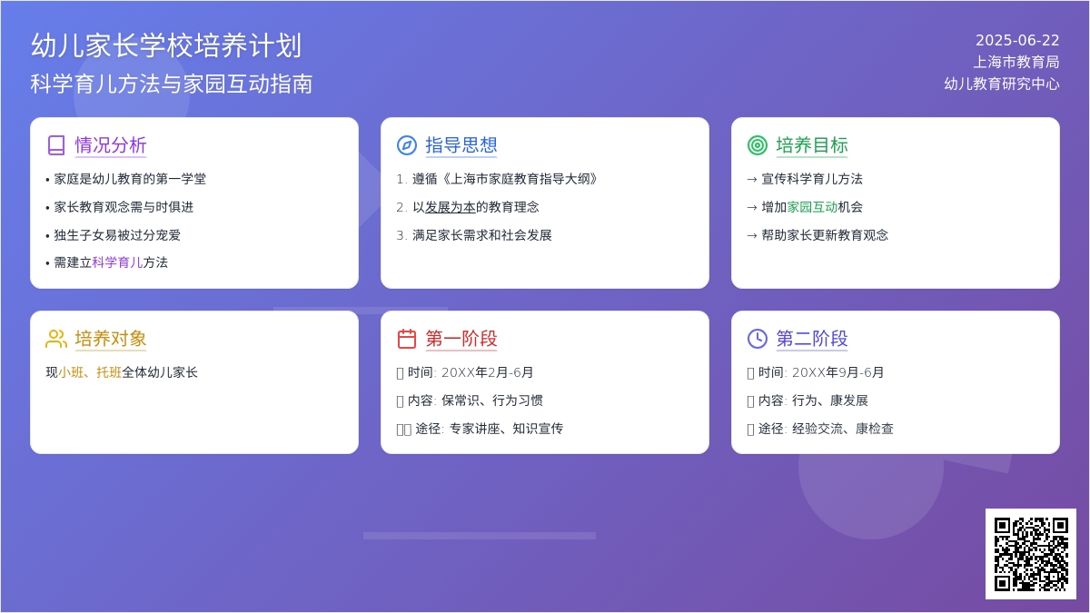 幼儿家长学校培养计划范文