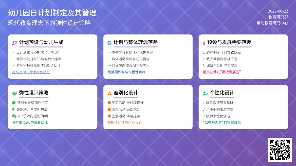 幼儿园日计划制定及其管理
