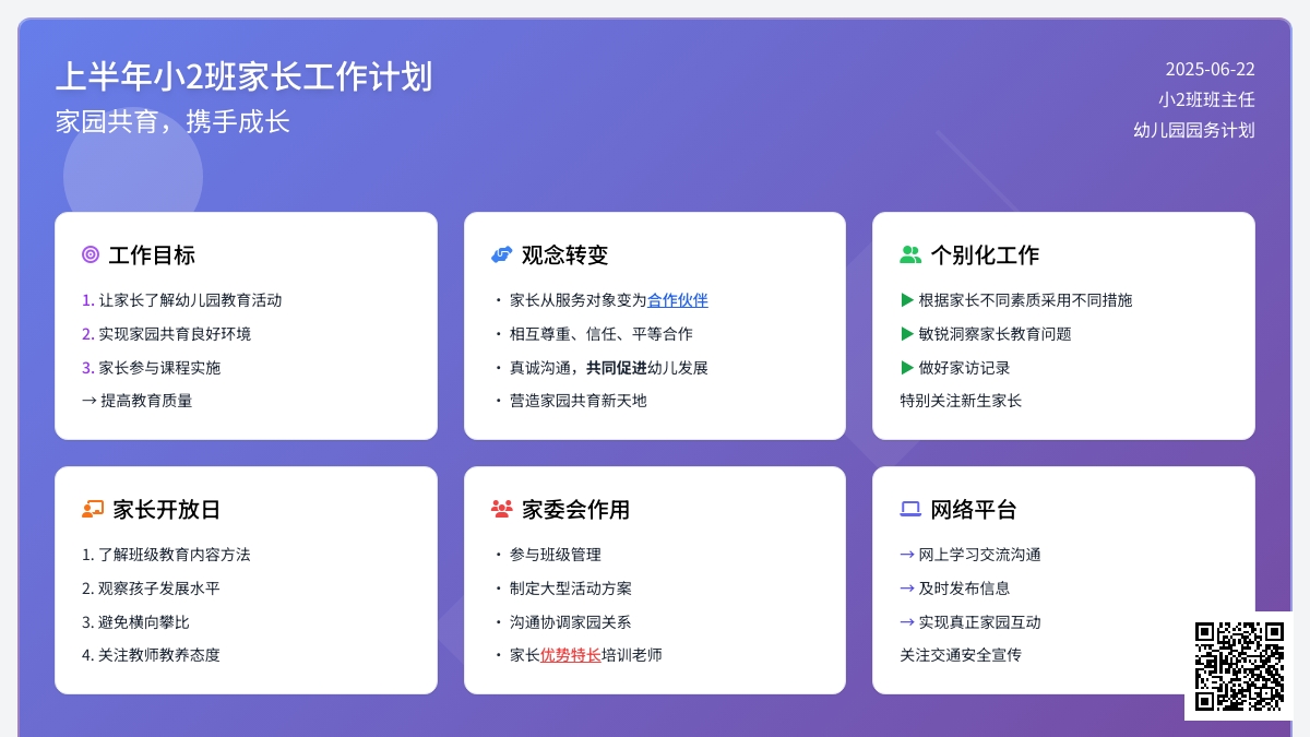 上半年小2班家长工作计划范文
