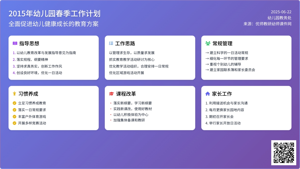 2015年幼儿园春季工作计划（精选）