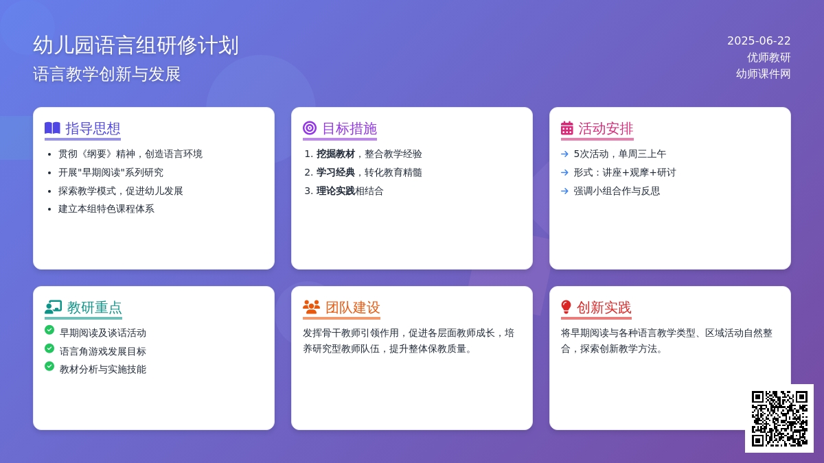 幼儿园语言组研修计划