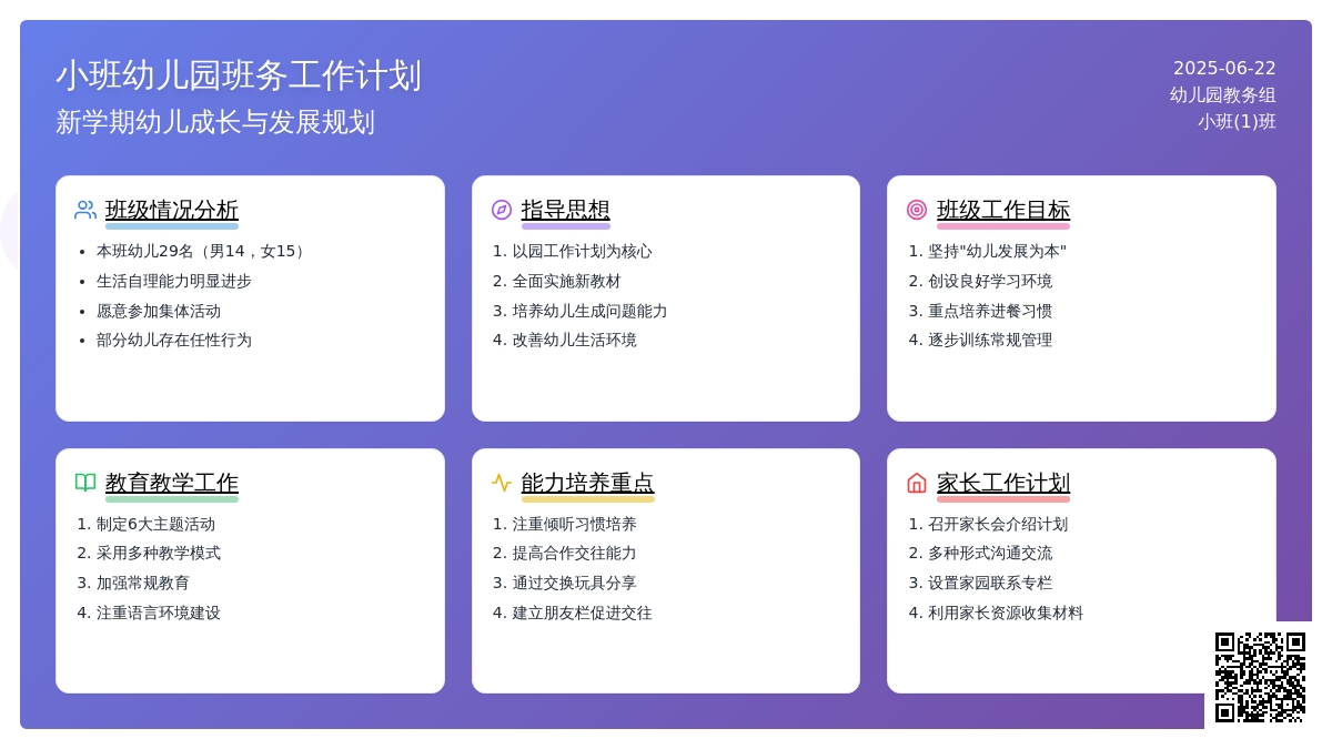 小班幼儿园班务工作计划（一）