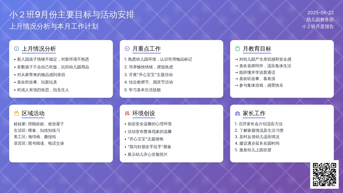 9月份小班工作目标活动安排