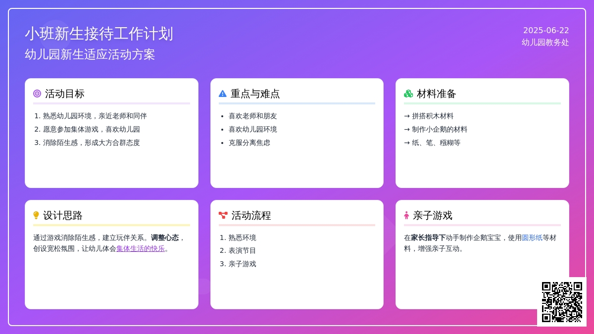 小班新生接待工作计划