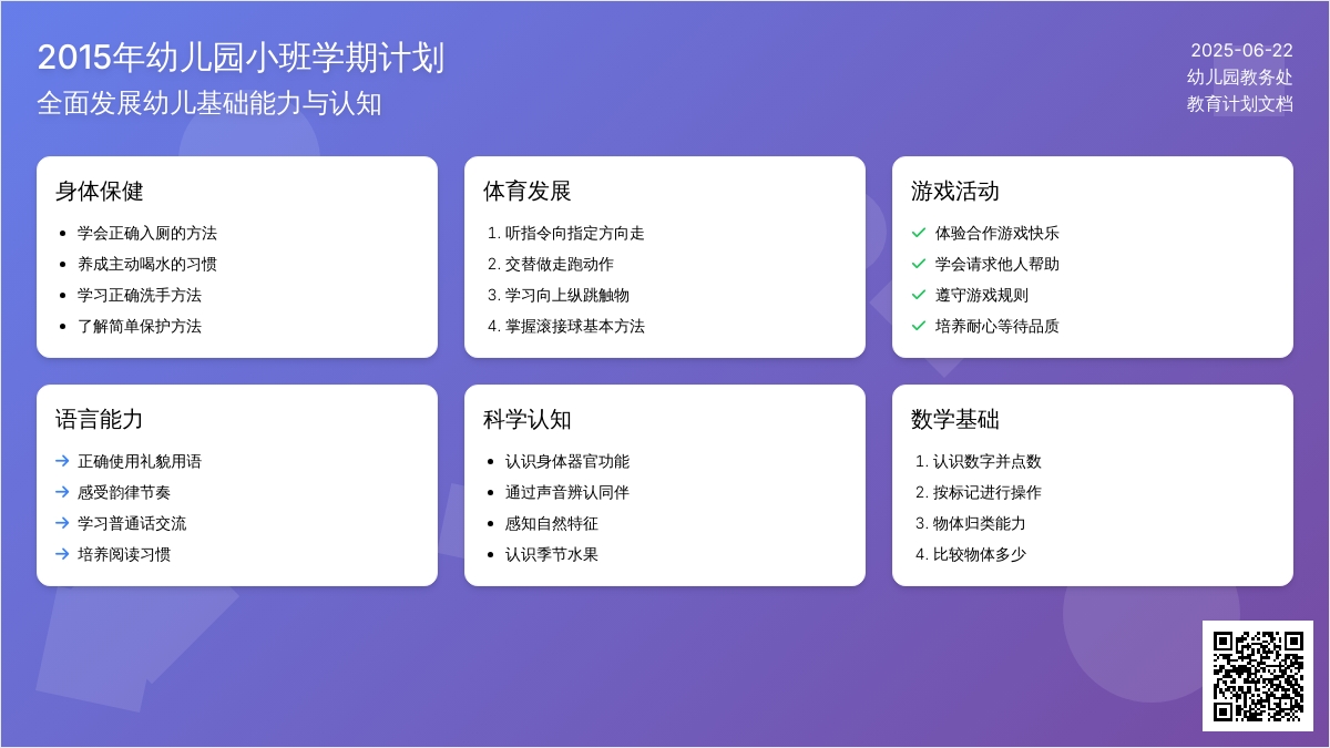 2015年幼儿园小班学期计划