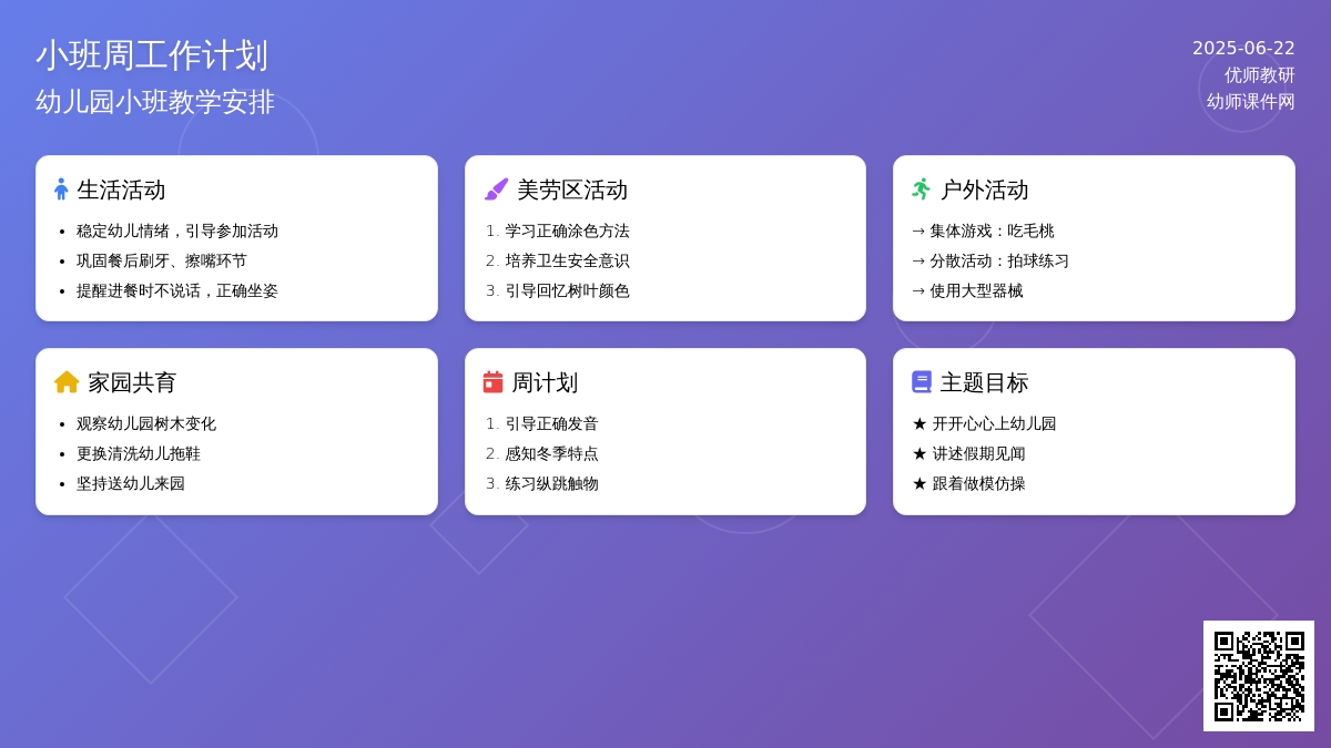 小班周工作计划