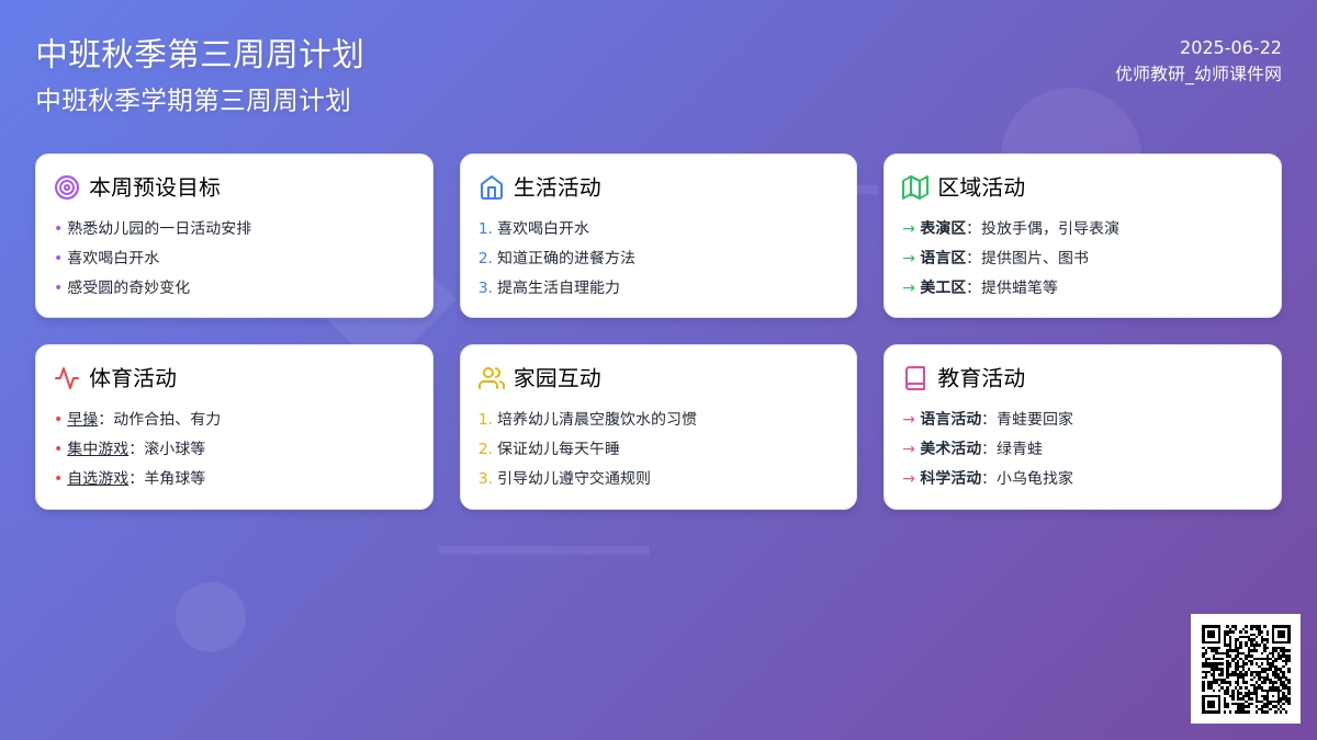 中班秋季第三周周计划